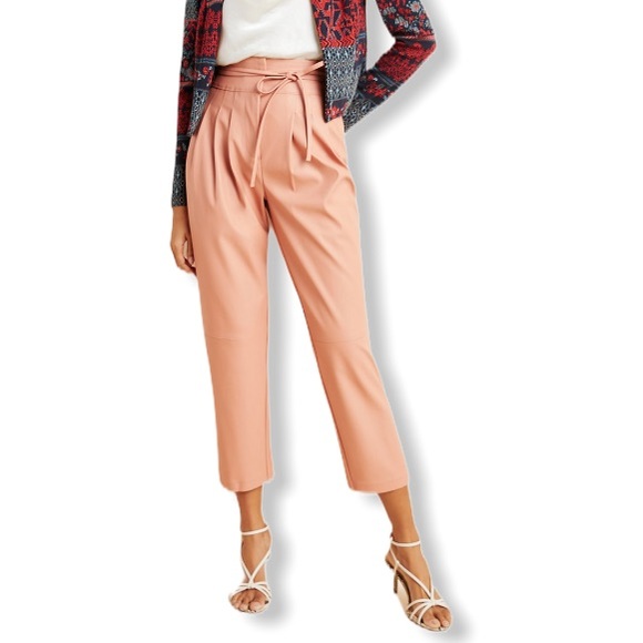 Anthropologie Chelsea Tapered Faux Leather Pants - Picture 3 of 12